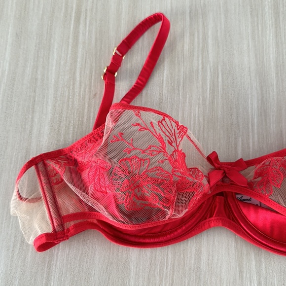 Agent Provocateur Gloria Red Nude Lace Bra 34B - Picture 5 of 6